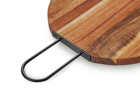 Деревянная круглая доска из акации с металлической ручкой Кира - рис 4.