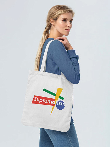 Холщовая сумка Suprematism, молочно-белая - рис 5.