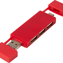 Mulan Двойной USB 2.0-хаб, красный