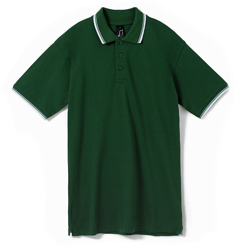 Рубашка поло мужская с контрастной отделкой Practice 270, зеленый/белый - рис 2.