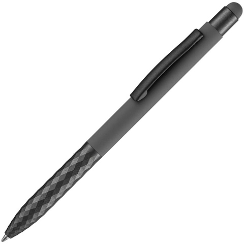 Ручка шариковая со стилусом Digit Soft Touch, серая - рис 2.