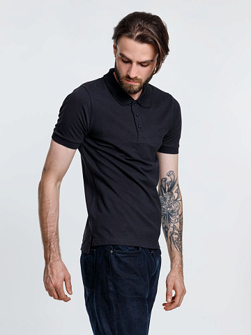 Рубашка поло мужская Adam, темно-синяя - рис 8.