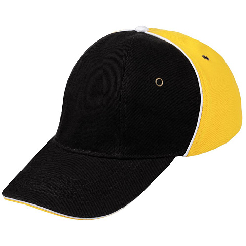 Бейсболка Unit Smart, черная со светло-желтым - рис 2.