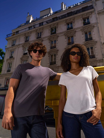 Футболка унисекс Regent с V-образным вырезом, белая - рис 8.