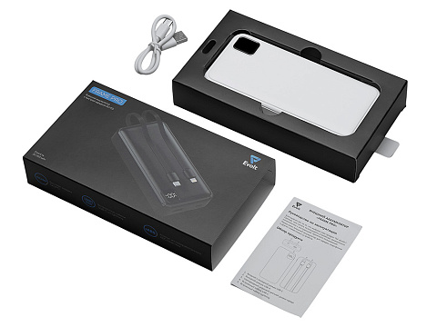 Внешний аккумулятор со встроенными кабелями Фрэйм Про, быстрая зарядка, 20000мач, белый - рис 7.