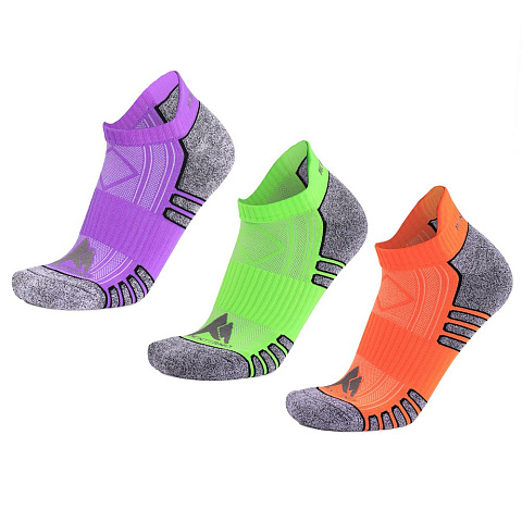Набор из 3 пар спортивных женских носков Monterno Sport, фиолетовый, зеленый и оранжевый - рис 2.