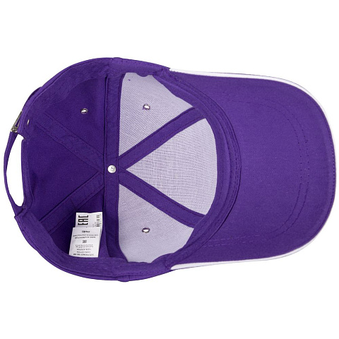 Бейсболка Canopy, фиолетовая с белым кантом - рис 4.