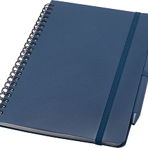 Блокнот Thalaasa формата А5 в твердой обложке из океанического пластика с шариковой ручкой - Синий