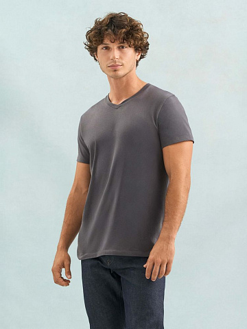 Футболка унисекс Regent с V-образным вырезом, темно-серая - рис 6.