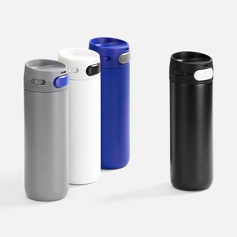 Термостакан X1 с цветной кнопкой, серый с оранжевым - рис 9.