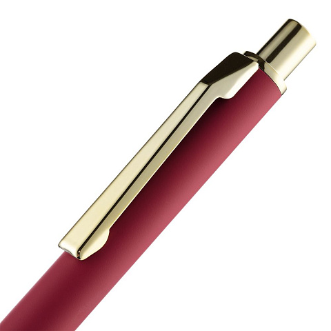 Ручка шариковая Lobby Soft Touch Gold, красная - рис 6.