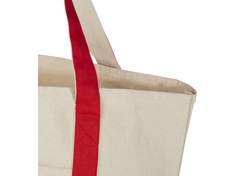 Sam эко- сумка из переработанного хлопка, сертифицированного согласно GRS, плотностью 320 г/м² - Красный / Натуральный - рис 6.