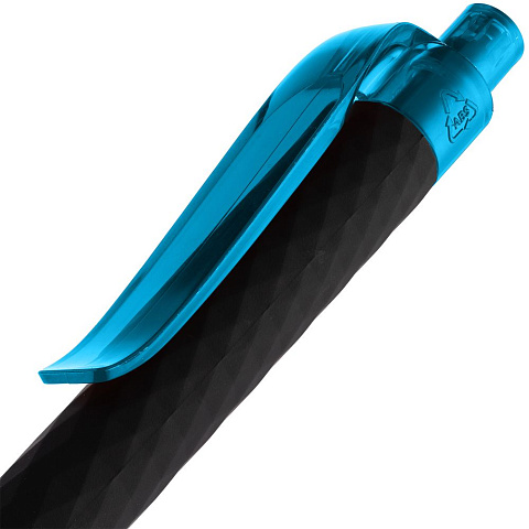 Ручка шариковая Prodir QS01 PRT-P Soft Touch, черная с голубым - рис 6.