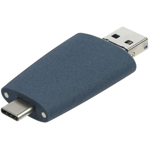 Флешка Pebble Universal, USB 3.0, серо-синяя, 32 Гб - рис 7.