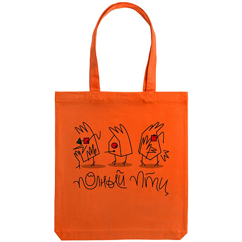 Холщовая сумка «Полный птц», оранжевая - рис 3.