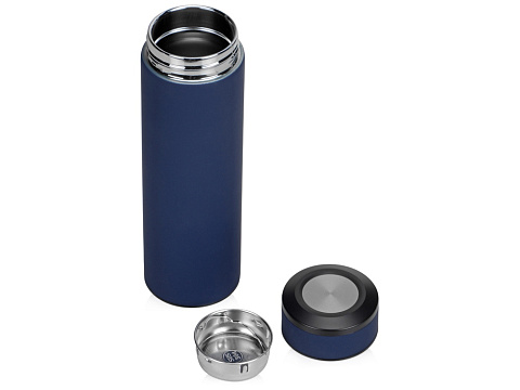 Термос Confident с покрытием soft-touch 420мл, темно-синий - рис 2.