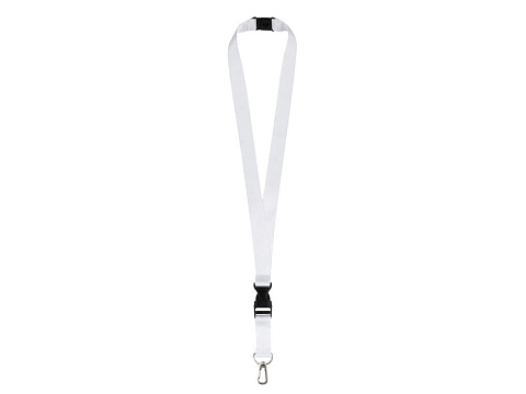 Ланъярд 2 см под сублимацию с карабином, межуровневым замком и замком обрыва, серебристый