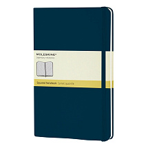 Записная книжка Moleskine Classic (в клетку) в твердой обложке, Large (13х21см), голубой сапфир