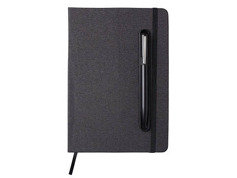 Набор блокнот А5 с магнитным держателем для ручки и подставкой для телефона и металлической шариковой ручкой NotaBene, черный - рис 3.