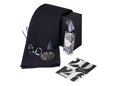 Подарочный набор с пледом, свечой и диффузором, черный - рис 2.