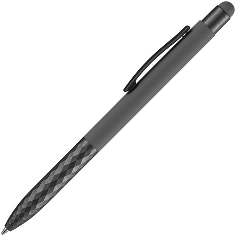 Ручка шариковая со стилусом Digit Soft Touch, серая - рис 3.