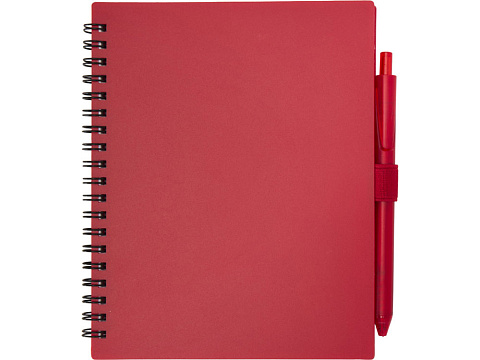 Набор Niove из блокнота из переработанного пластика в мягкой обложке и шариковой ручки (синие чернила) - Красный - рис 2.