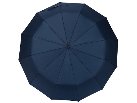 Зонт складной мужской TORBER, автомат, 3 сложения, синий, каркас сталь/файбергласс, эпонж, пластиковая ручка, диаметр 103 см - рис 2.