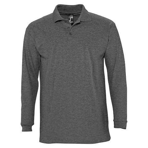 Рубашка поло мужская с длинным рукавом Winter II 210 черный меланж - рис 2.