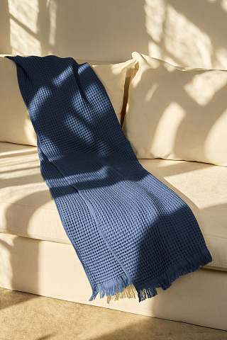 Плед вафельный Elenglect, темно-синий - рис 7.