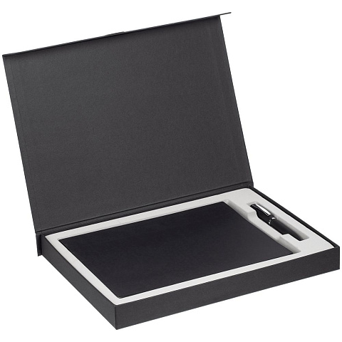 Коробка Roomy с ложементом под ежедневник и ручку, черная - рис 3.
