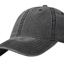Графтон 6-панельная промытая кепка, черный