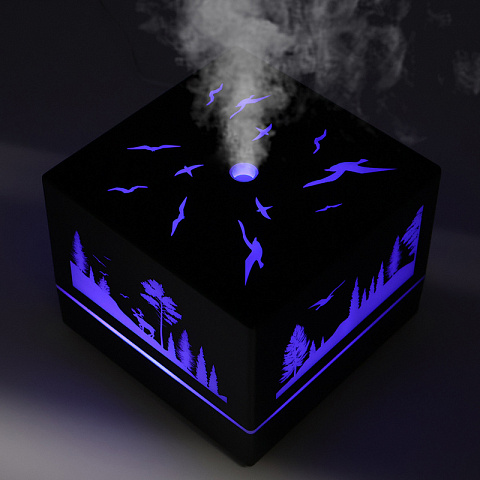 Увлажнитель «Световой рисунок» Wisdom с подсветкой гравировки, 550 мл, чёрный - рис 7.