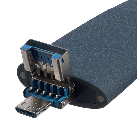 Флешка Pebble Universal, USB 3.0, серо-синяя, 32 Гб - рис 3.