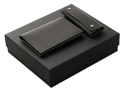 Подарочный набор Long River: обложка для паспорта, ключница (без лого Long River), черная коробка