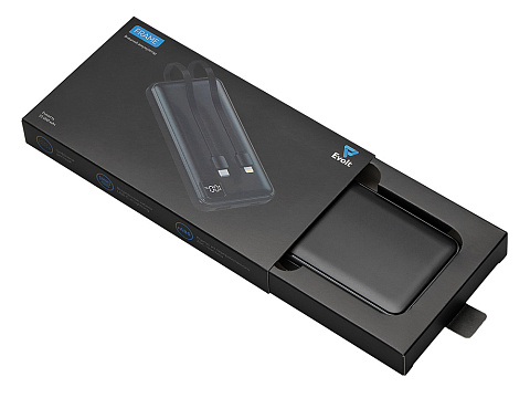 Внешний аккумулятор со встроенными кабелями Фрэйм, 10000мач, черный - рис 6.