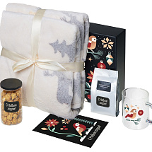 подарочный набор с пледом, кружкой и чаем