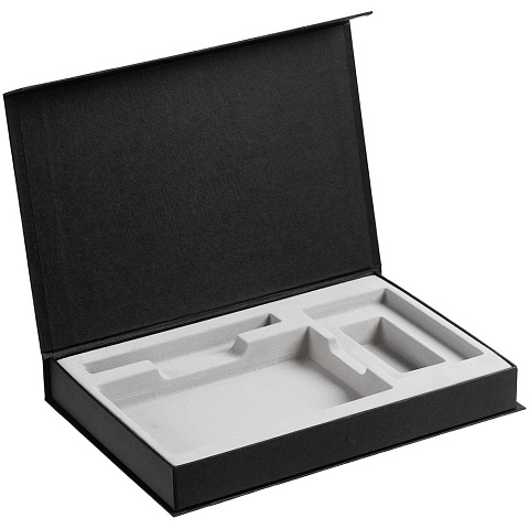 Коробка Silk с ложементом под ежедневник 10x16 см, аккумулятор и ручку, черная - рис 3.