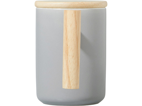 Кружка с ручкой и крышкой из каучукового дерева Jeny, серый - рис 5.