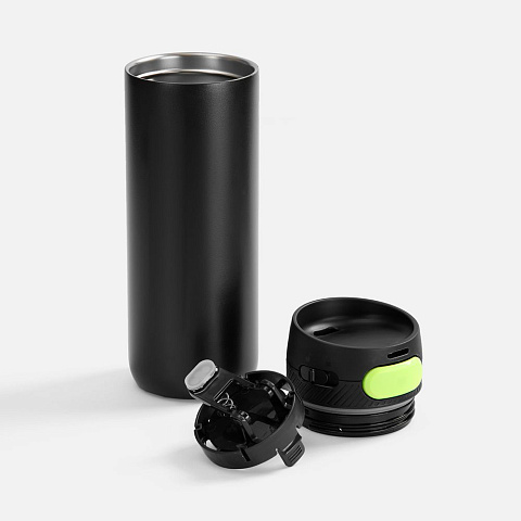 Термостакан X1 с цветной кнопкой, черный с желтым - рис 3.