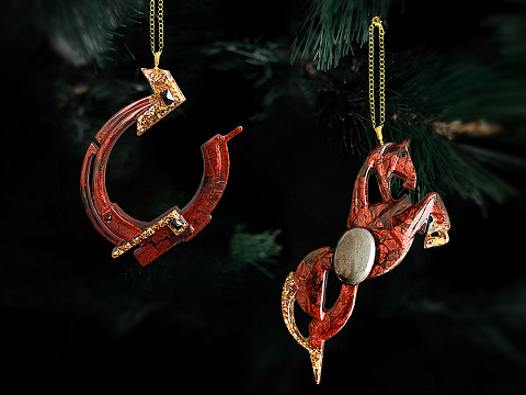 Елочные игрушки (Лошадь+Подкова).Символы года Гранат - рис 3.