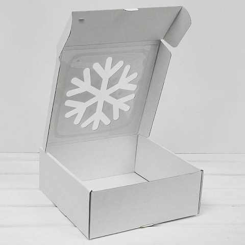 Подарочная коробка Снежинка (25х25х10 см) - рис 2.