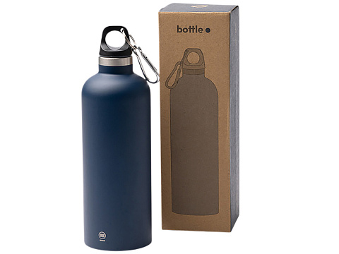 Бутылка LUWAK/ЛЮВАК из переработанной нержавеющей стали с карабином, синий нейви - рис 2.