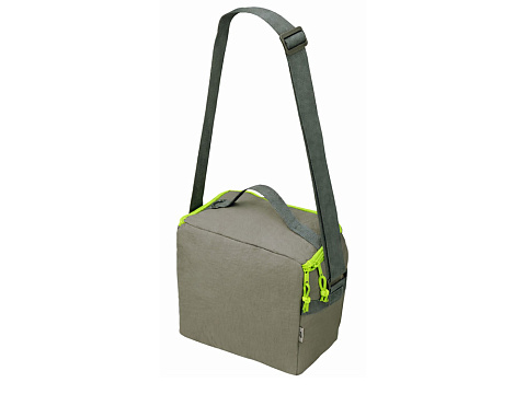 Изотермическая сумка-холодильник Neo Classic c контрастной молнией, серый/зеленое яблоко - рис 2.