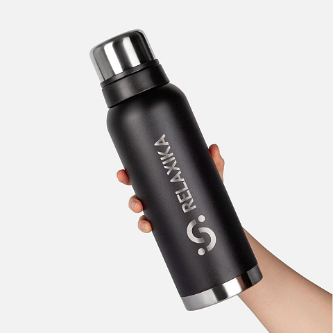 Термос Relaxika 1200 со стикерпаком, черный - рис 10.