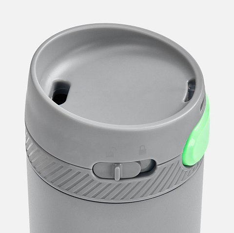 Термостакан X1 с цветной кнопкой, серый с зеленым - рис 4.