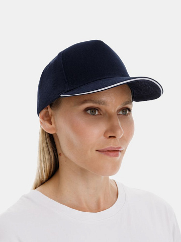 Бейсболка Classic 2.0, темно-синяя с белым кантом - рис 7.