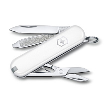 Нож-брелок VICTORINOX Classic SD Colors "Falling Snow", 58 мм, 7 функций, белый