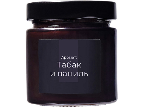 Свеча в стеклянной коричневой банке 200мл, аромат Табак и ваниль, фитиль деревянный - рис 2.