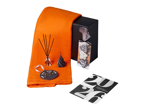 Подарочный набор с пледом, свечой и диффузором, оранжевый - рис 2.
