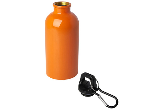 Одностенная бутылка для воды с карабином Oregon, изготовленная из нержавеющей стали, сертифицированной по стандарту RCS, объемом 400 мл - Оранжевый - рис 3.